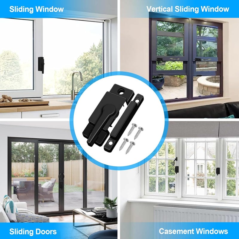 HIMOMO 10 Pack Cam Action Black Window Locks, Window Latches with Keeper Diecast, Sliding Window Parts, Replacement Sash Locks for Sliding Windows Double Hung Windows - Image 4